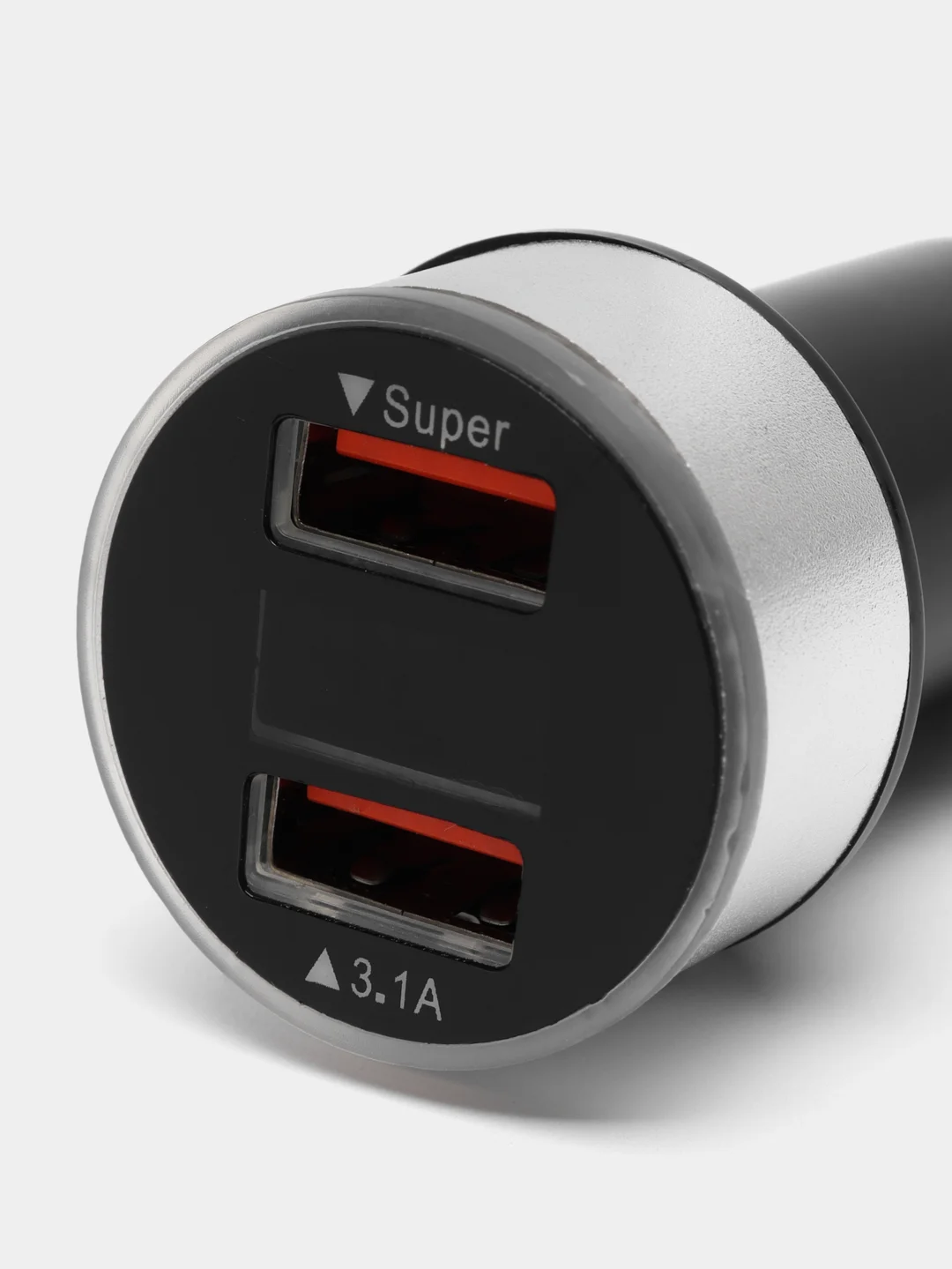 Серебряный автомобильное зарядное устройство, 2 USB