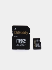 Карта памяти Digoldy microSDHC 16 ГБ Class 10, адаптер на SD