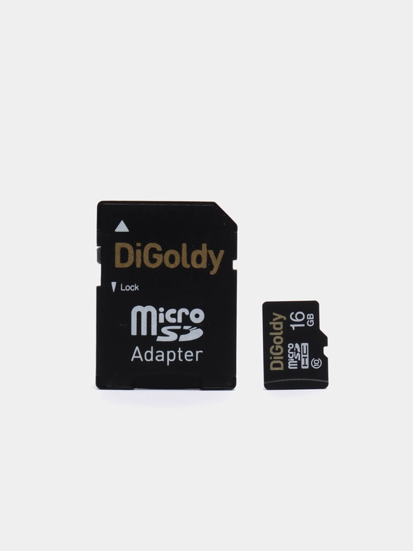 Карта памяти Digoldy microSDHC 16 ГБ Class 10, адаптер на SD