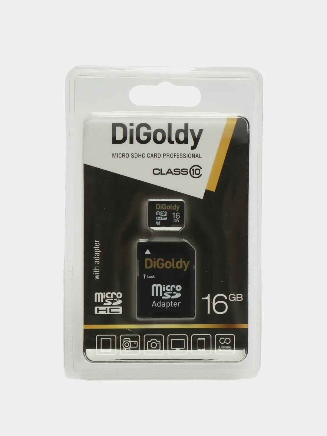 Карта памяти Digoldy microSDHC 16 ГБ Class 10, адаптер на SD