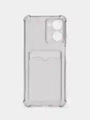 Черный чехол для Realme 10, Реалми 10 прозрачный, с карманом для карты