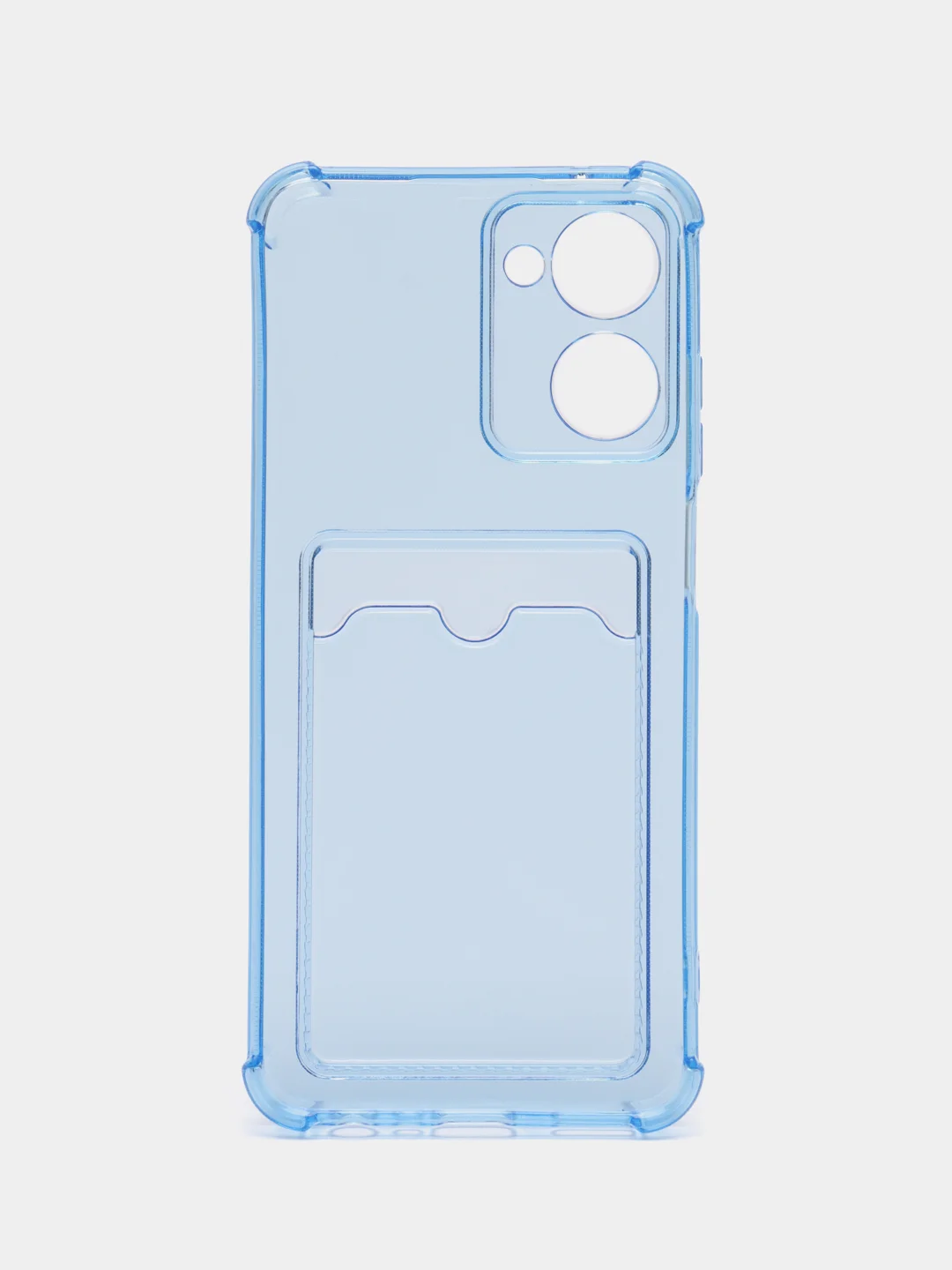 Голубой чехол для Realme 10, Реалми 10 прозрачный, с карманом для карты