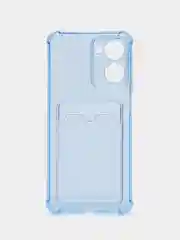 Голубой чехол для Realme 10, Реалми 10 прозрачный, с карманом для карты