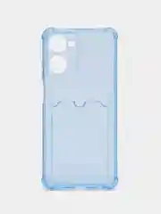 Голубой чехол для Realme 10, Реалми 10 прозрачный, с карманом для карты