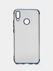 Темно-синий силиконовый прозрачный с  окантовкой чехол Huawei y 9 2019