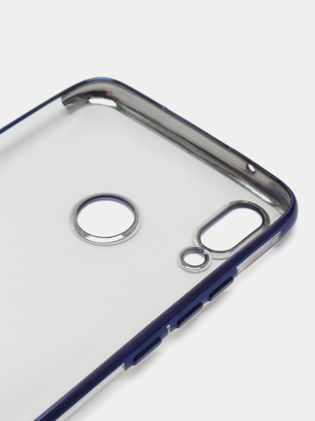Темно-синий силиконовый прозрачный с  окантовкой чехол Huawei y 9 2019