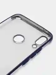 Темно-синий силиконовый прозрачный с  окантовкой чехол Huawei y 9 2019