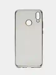 Серебряный силиконовый прозрачный с  окантовкой чехол Huawei y 9 2019