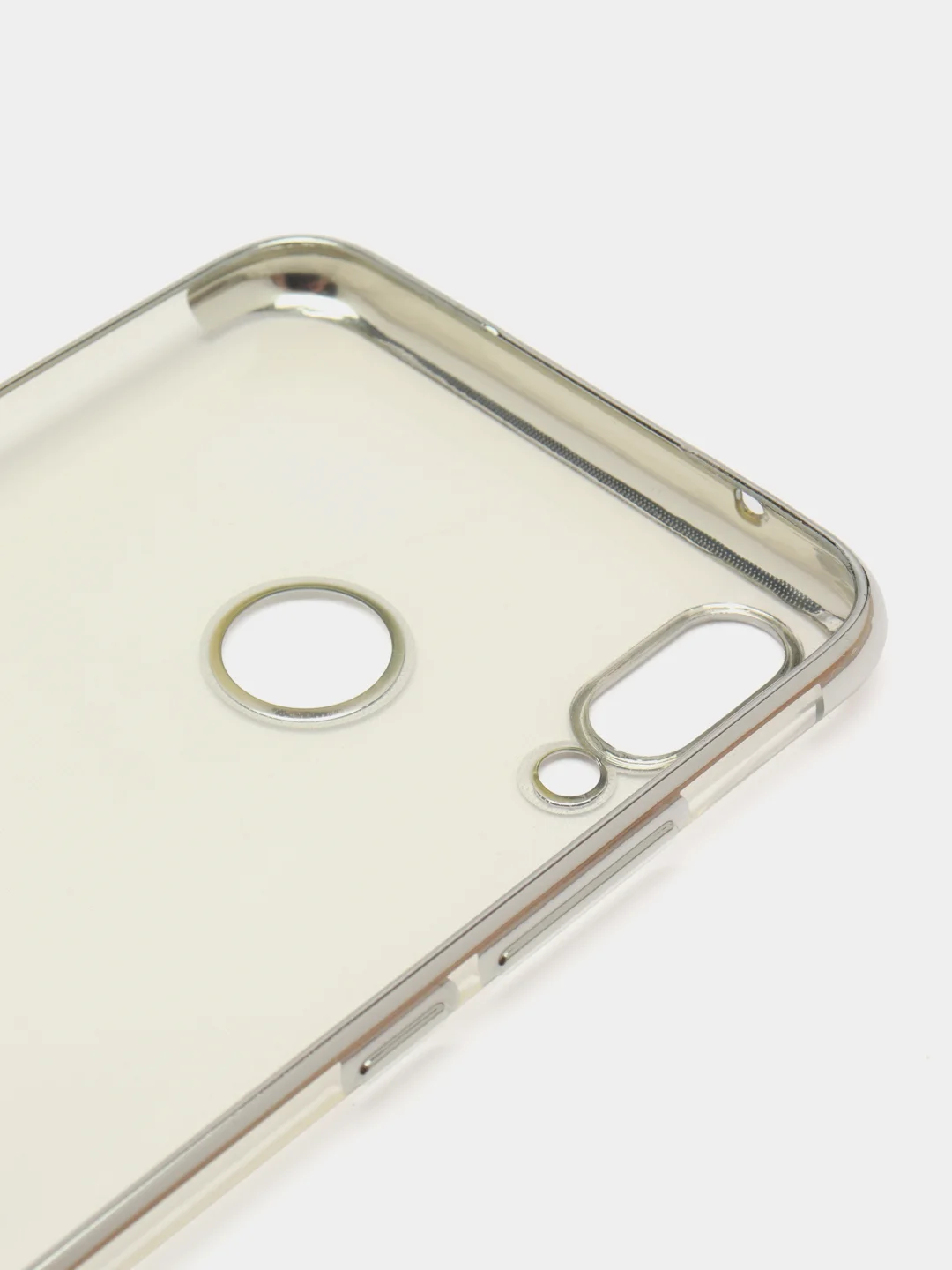 Серебряный силиконовый прозрачный с  окантовкой чехол Huawei y 9 2019