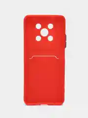 Красный силиконовый чехол для Huawei Nova Y90 (Хуавей Нова у90), с карманом для карт, прозрачный