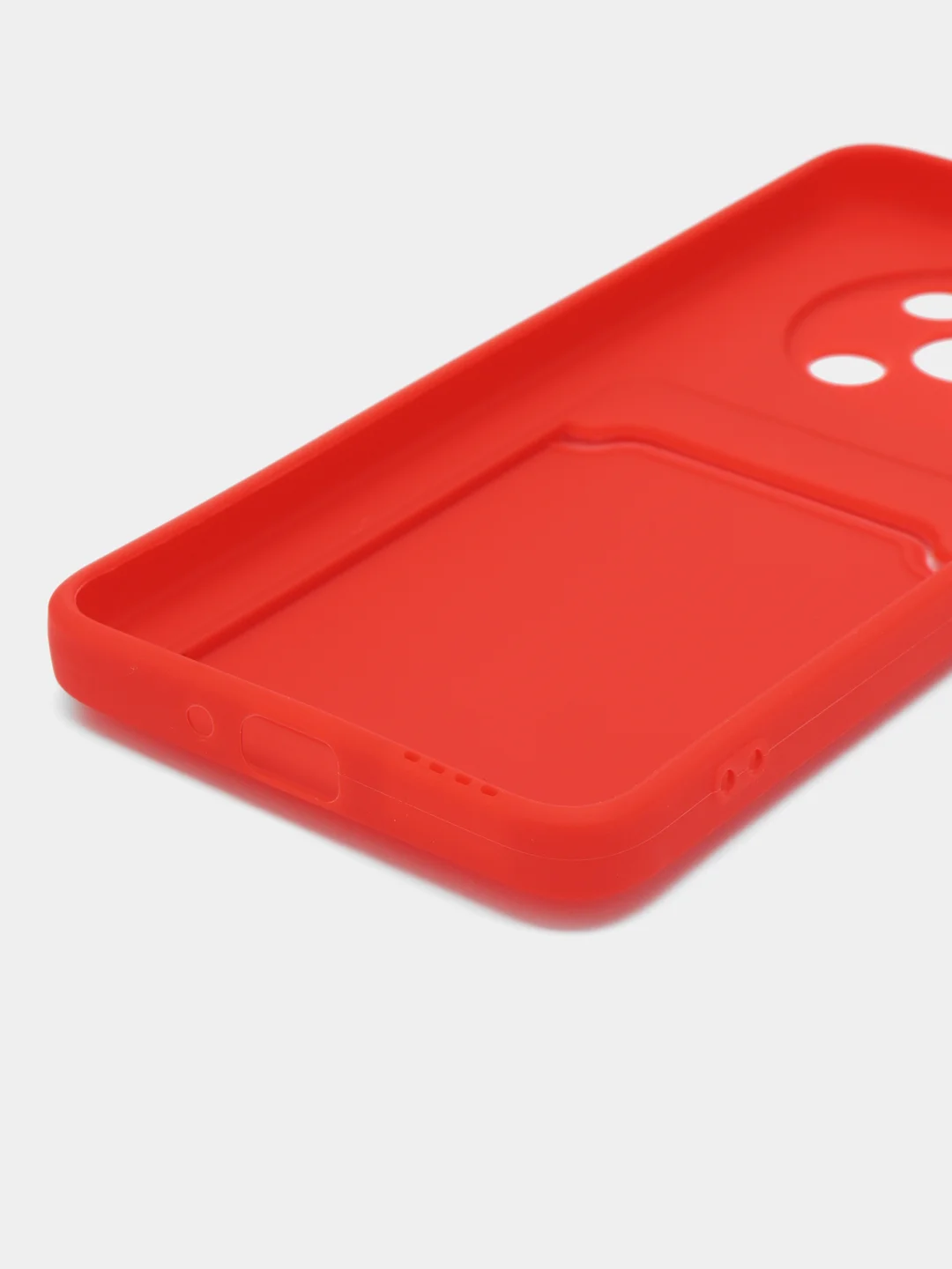 Красный силиконовый чехол для Huawei Nova Y90 (Хуавей Нова у90), с карманом для карт, прозрачный