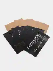Черный подарочный сертификат на услугу/сумму, набор из 5 штук в крафт-конверте