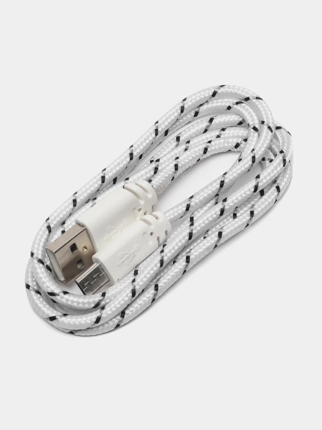Белый кабель Micro USB в оплетке