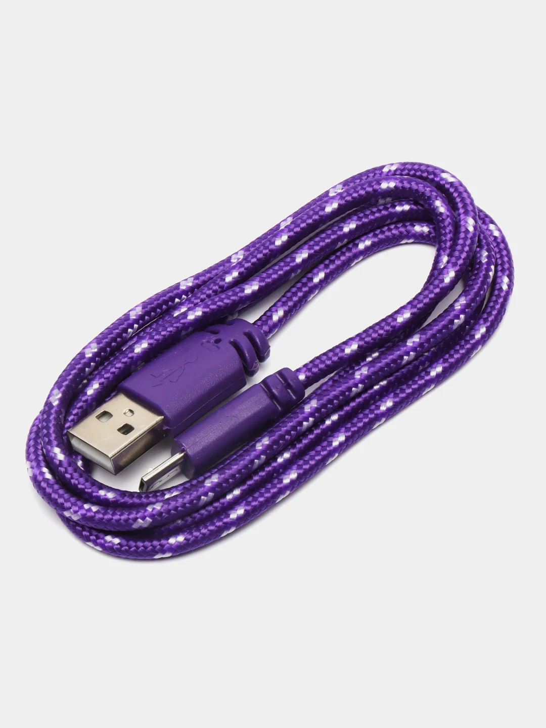 Фиолетовый кабель Micro USB в оплетке