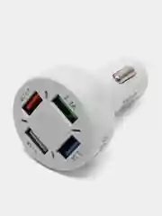 Белый автомобильная зарядка для телефона, с 4 USB портами и быстрой зарядкой 3.0
