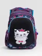 Школьный рюкзак для девочки, фиолетовый с кошкой 38 х 26 х 20, ранец ортопедический