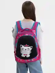 Школьный рюкзак для девочки, ортопедический, розовый, с кошкой, 38 х 26 х 20