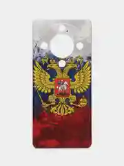 Синий силиконовый чехол на Honor X9A / Хонор X9A прозрачный, с рисунком, защита камеры