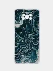 Тёмно-бирюзовый силиконовый чехол на Xiaomi Poco X3/X3 Pro / Сяоми Poco X3/Х3 Про прозрачный, с рисунком