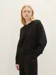 Черный базовый укороченный свитшот оверсайз Tom Tailor