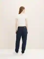 Синий свободные укороченные джинсы Barrel Momfit с заниженнной посадкой Tom Tailor