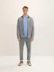 Светло-синий пуловер меланжевый с круглым вырезом мужской Tom Tailor