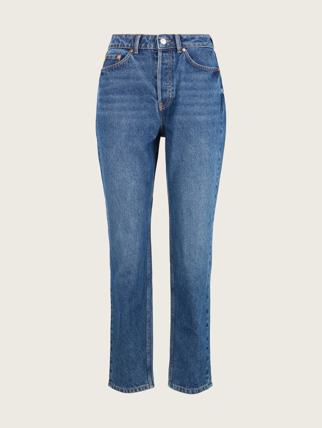 Синий свободные зауженные джинсы Mom Fit Tom Tailor
