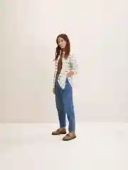 Синий свободные зауженные джинсы Mom Fit Tom Tailor