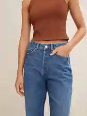 Синий свободные зауженные джинсы Mom Fit Tom Tailor