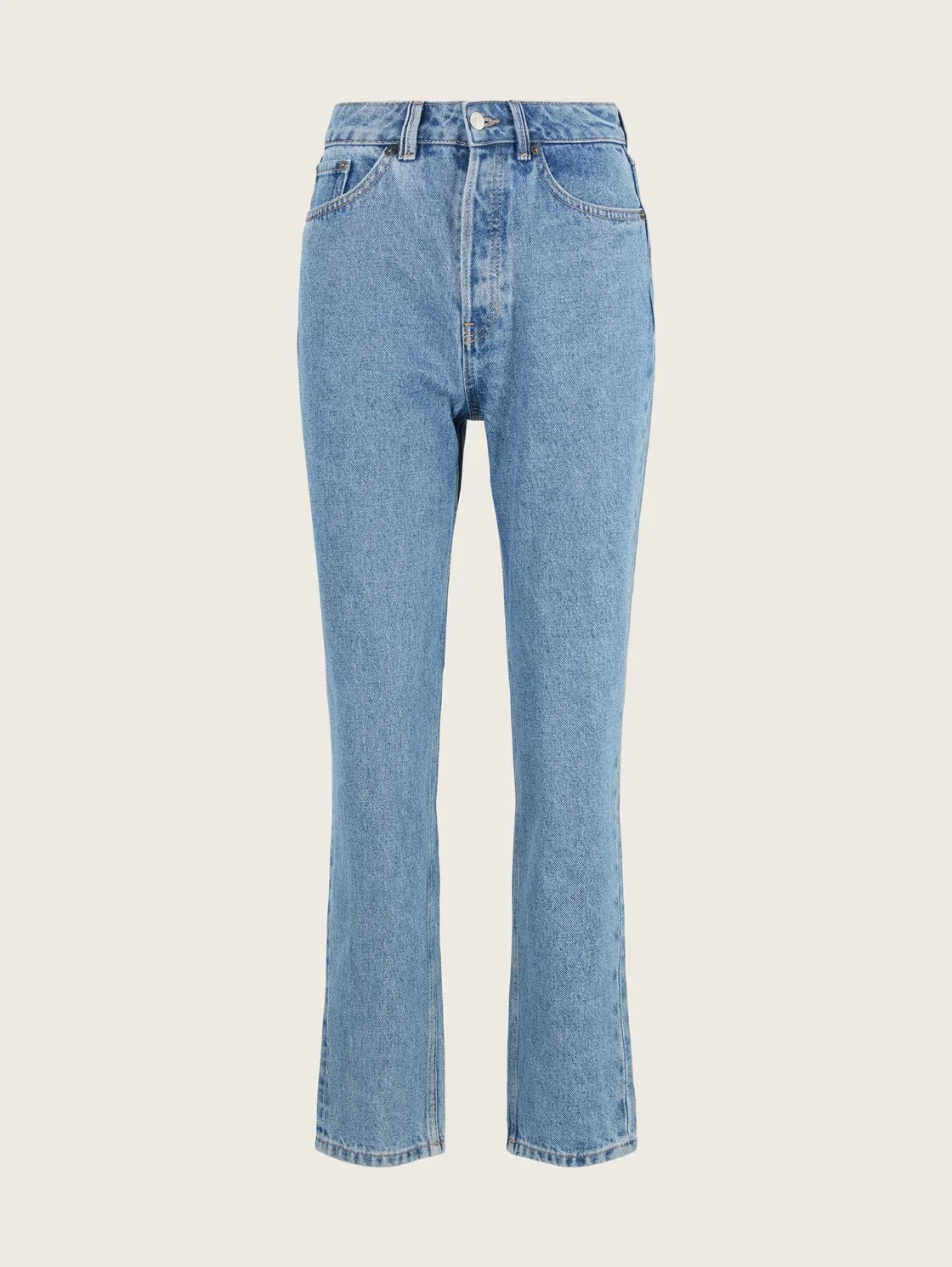 Голубой свободные зауженные джинсы Mom Fit Tom Tailor