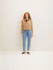 Голубой свободные зауженные джинсы Mom Fit Tom Tailor