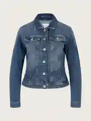 Индиго джинсовая куртка приталенного кроя женская Tom Tailor