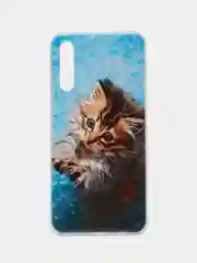 Светло-коричневый силиконовый чехол на Samsung Galaxy A50/A30s / Самсунг А50/А30s прозрачный, с рисунком