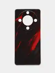 Красный силиконовый чехол на Honor X9A / Хонор X9A прозрачный, с рисунком, защита камеры