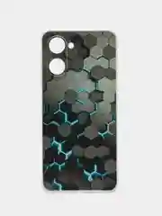 Бирюзовый силиконовый чехол на Realme 10 4G / Реалми 10 4G прозрачный, с рисунком, защита камеры