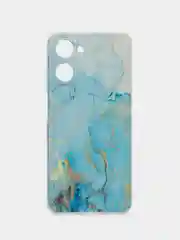 Светло-синий силиконовый чехол на Realme 10 4G / Реалми 10 4G прозрачный, с рисунком, защита камеры