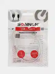 Кабель белый Usb 2.0-Type-C, 1 м, Sonnen, медь, шнур для передачи данных и зарядки, 513558