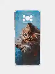 Светло-коричневый силиконовый чехол на Xiaomi Poco X3/X3 Pro / Сяоми Poco X3/Х3 Про прозрачный, с рисунком