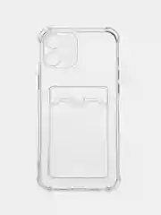 Прозрачный чехол для iPhone (Айфон) 11, 12, 13, 14, XR, 7, 8, Plus, Pro Max, с картхолдером, силиконовый