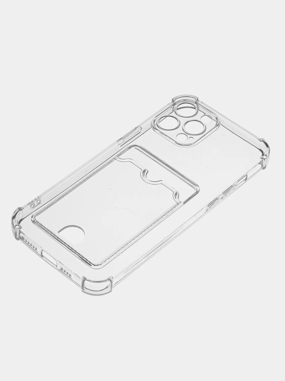 Прозрачный чехол для iPhone (Айфон) 11, 12, 13, 14, XR, 7, 8, Plus, Pro Max, с картхолдером, силиконовый