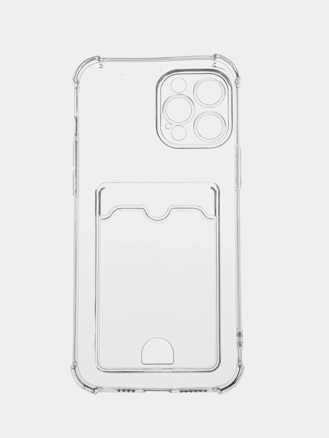 Прозрачный чехол для iPhone (Айфон) 11, 12, 13, 14, XR, 7, 8, Plus, Pro Max, с картхолдером, силиконовый