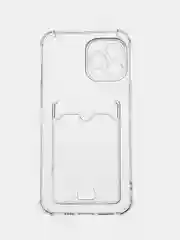 Прозрачный чехол для iPhone (Айфон) 11, 12, 13, 14, XR, 7, 8, Plus, Pro Max, с картхолдером, силиконовый