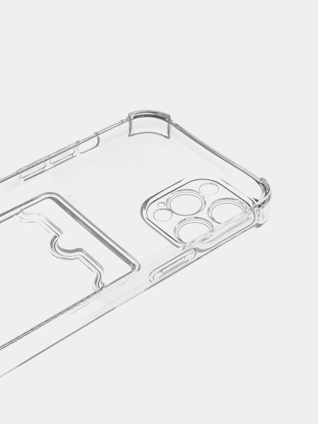 Прозрачный чехол для iPhone (Айфон) 11, 12, 13, 14, XR, 7, 8, Plus, Pro Max, с картхолдером, силиконовый