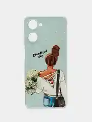 Тёмно-серый силиконовый чехол на Realme 10 4G / Реалми 10 4G прозрачный, с рисунком, защита камеры