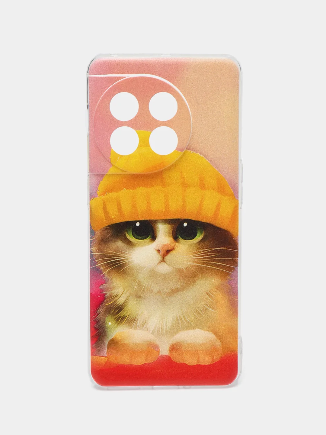 Желтый силиконовый чехол на OnePlus 11 / Ван Плас 11 прозрачный, с рисунком, защита камеры