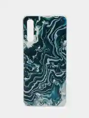 Тёмно-бирюзовый силиконовый чехол на Samsung Galaxy A50/A30s / Самсунг А50/А30s прозрачный, с рисунком