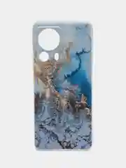 Голубой силиконовый чехол на Xiaomi 13 Lite / Сяоми 13 Лайт прозрачный, с рисунком, защита камеры