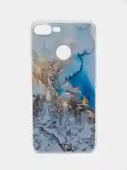 Голубой силиконовый чехол на Huawei Honor 9 Lite / Хонор 9 Lite с рисунком, защита камеры