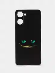Черный силиконовый чехол на Realme 10 4G / Реалми 10 4G прозрачный, с рисунком, защита камеры
