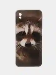 Коричневый силиконовый чехол на Xiaomi Redmi 9A / Сяоми Редми 9А прозрачный с рисунком, защита камеры